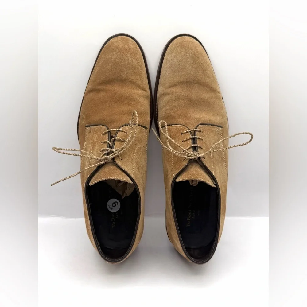 Santoni Suede Derby Straight Tip Shoes Brown Men's, Oxfords Made In Italy